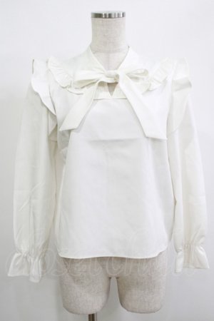 画像: evelyn / フリルリボンブラウス Free オフ H-25-12-10-052-LO-BL-NS-ZH