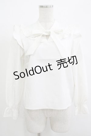 画像: evelyn / フリルリボンブラウス Free オフ H-25-12-10-052-LO-BL-NS-ZH