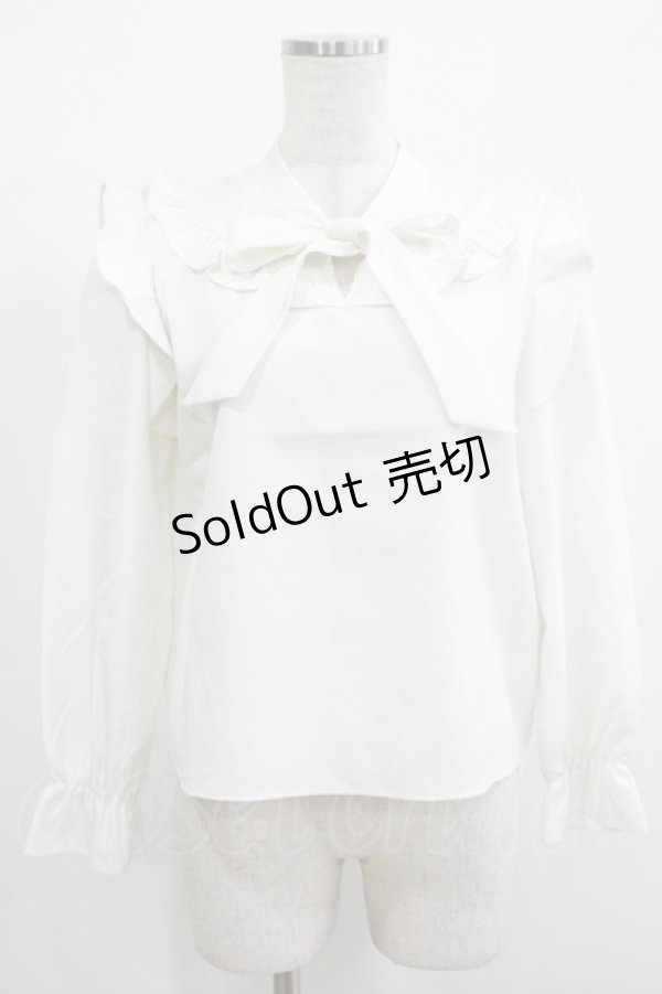 画像1: evelyn / フリルリボンブラウス Free オフ H-25-12-10-052-LO-BL-NS-ZH (1)