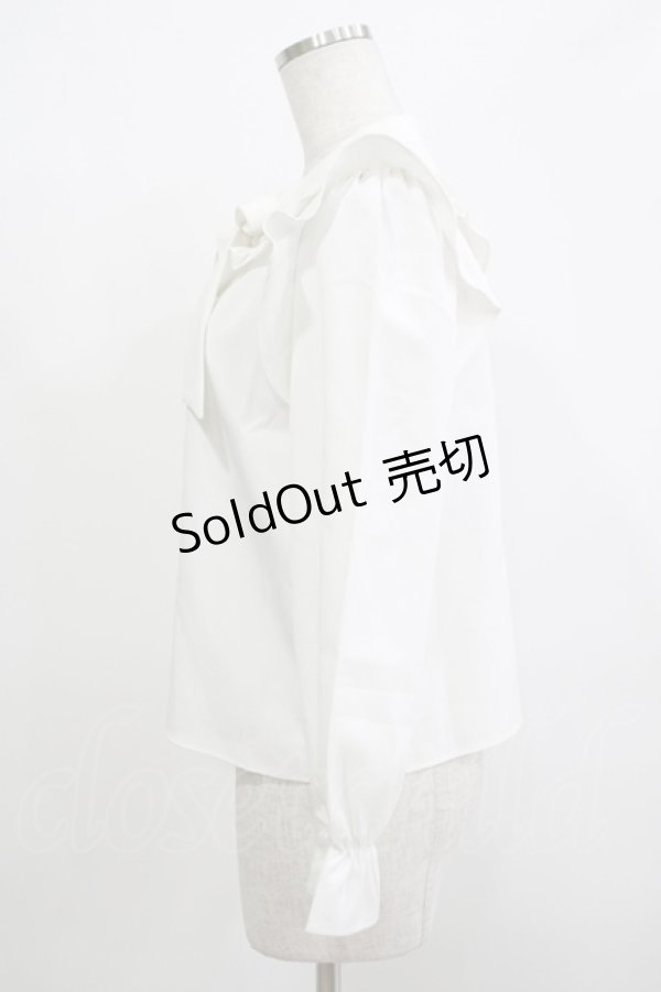 画像2: evelyn / フリルリボンブラウス Free オフ H-25-12-10-052-LO-BL-NS-ZH (2)