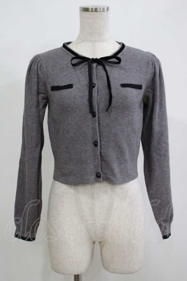 画像1: An MILLE / バイカラーリボンカーデ Free グレー H-25-12-10-054-EL-TO-NS-ZH (1)