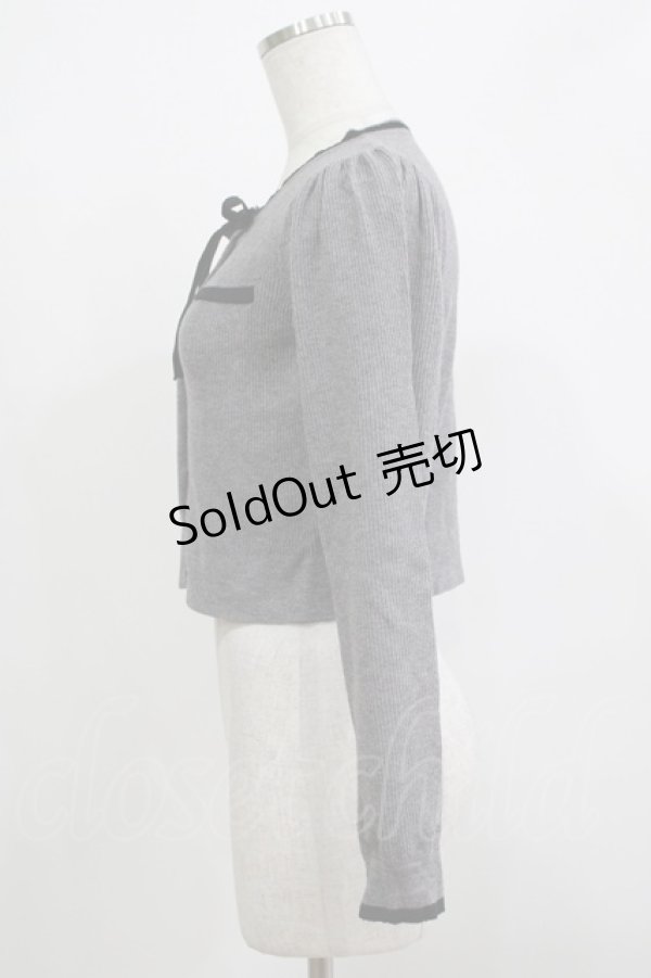 画像2: An MILLE / バイカラーリボンカーデ Free グレー H-25-12-10-054-EL-TO-NS-ZH (2)