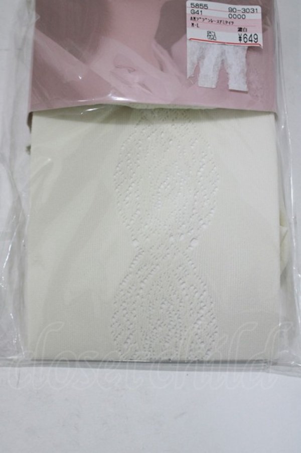 画像2: m petit by misako / AMブブンレースアミタイツ M〜L アイボリー H-25-12-10-071-LO-ZA-NS-ZH (2)