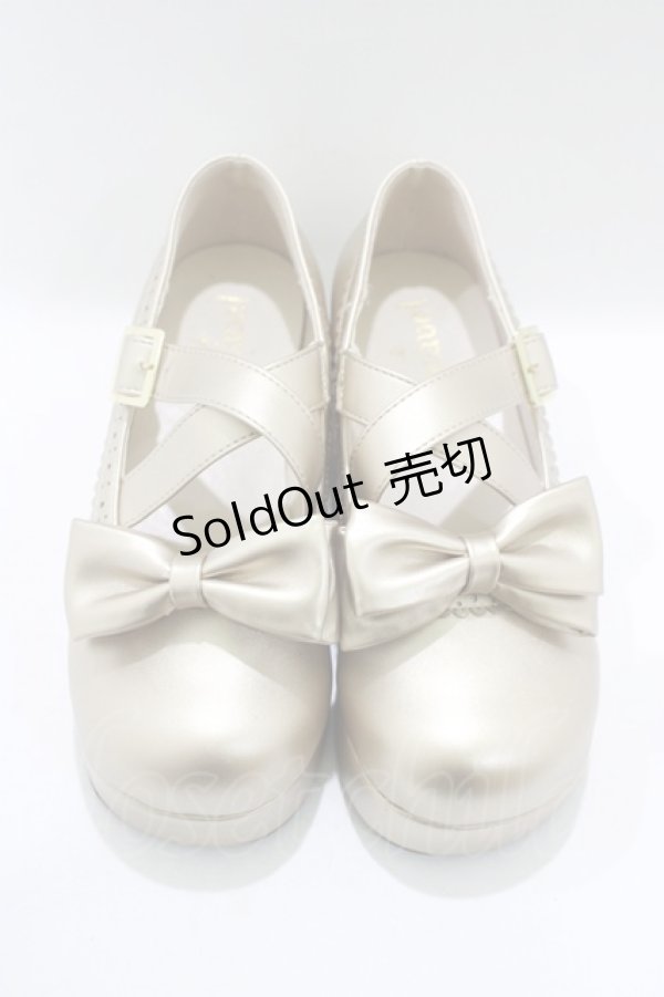 画像1: Amavel / クロスベルト厚底パンプス M/約23cm〜23.5cm ゴールド H-25-12-10-079-CA-SH-NS-ZH (1)