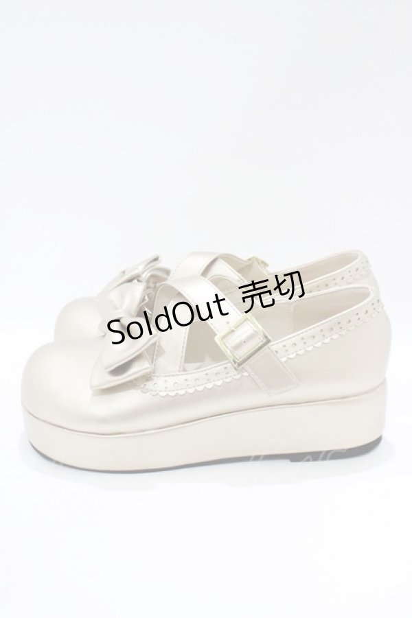 画像2: Amavel / クロスベルト厚底パンプス M/約23cm〜23.5cm ゴールド H-25-12-10-079-CA-SH-NS-ZH (2)