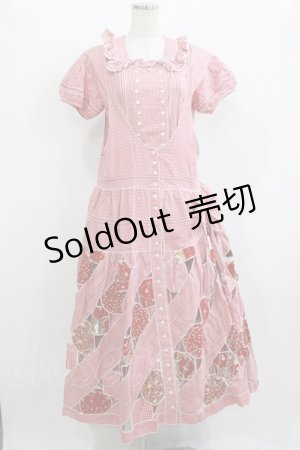 画像: PINK HOUSE / ギンガムチェックパッチワークワンピース Free レッド H-25-12-10-008-LO-OP-NS-ZH