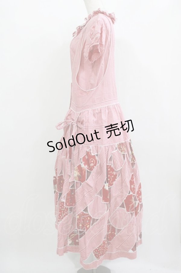 画像2: PINK HOUSE / ギンガムチェックパッチワークワンピース Free レッド H-25-12-10-008-LO-OP-NS-ZH (2)