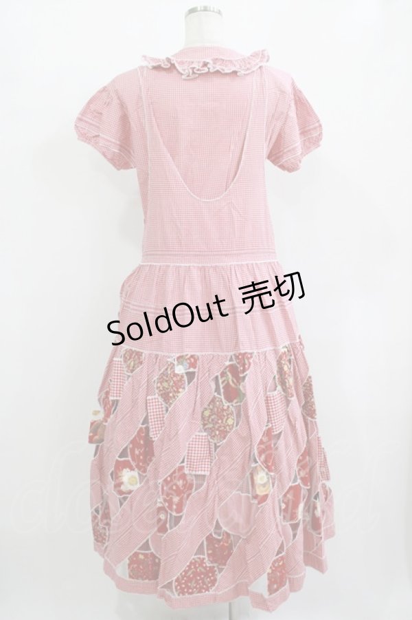 画像3: PINK HOUSE / ギンガムチェックパッチワークワンピース Free レッド H-25-12-10-008-LO-OP-NS-ZH (3)