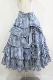 画像1: PINK HOUSE / ギンガムリボンフリルスカート Free ブルー H-25-12-10-010-LO-SK-NS-ZH (1)