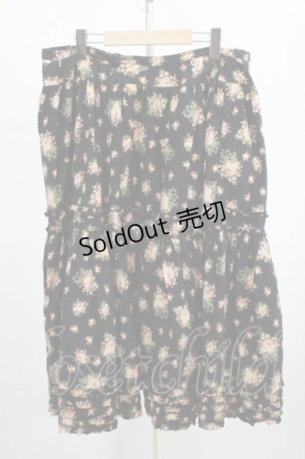 画像2: PINK HOUSE / 花柄スカート Free ブラック H-25-12-10-011-LO-SK-NS-ZH (2)