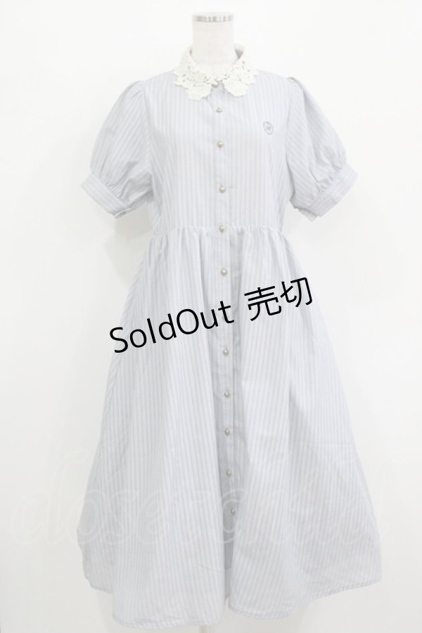 画像1: m petit by misako / ストライプワンピース M サックス H-25-12-10-014-LO-OP-NS-ZH (1)