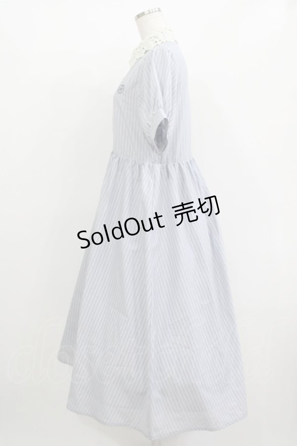 画像2: m petit by misako / ストライプワンピース M サックス H-25-12-10-014-LO-OP-NS-ZH (2)