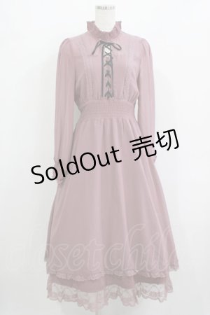 画像: Rojita / レースアップロングシフォンワンピース Free ピンク H-25-12-10-015-LO-OP-NS-ZH