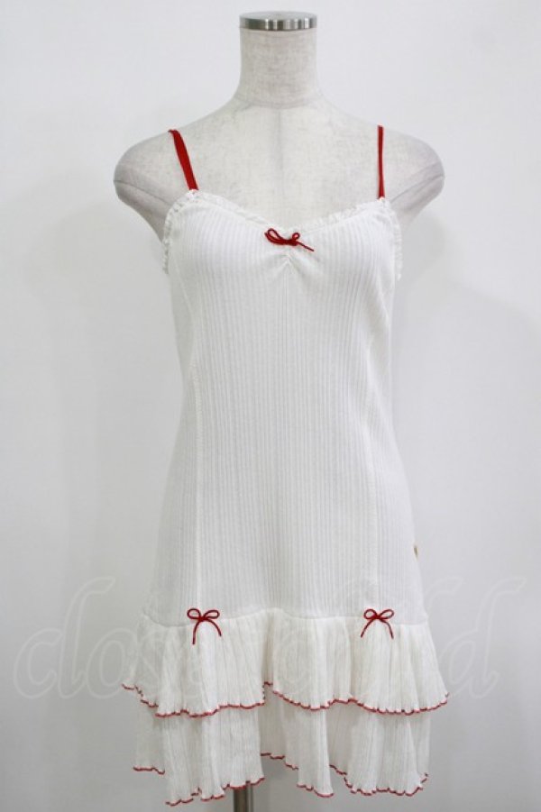 画像1: Katie / UNDER PRETTIES frill camisole one-piece  オフ×レッド H-25-12-11-026-LO-OP-KB-ZH (1)