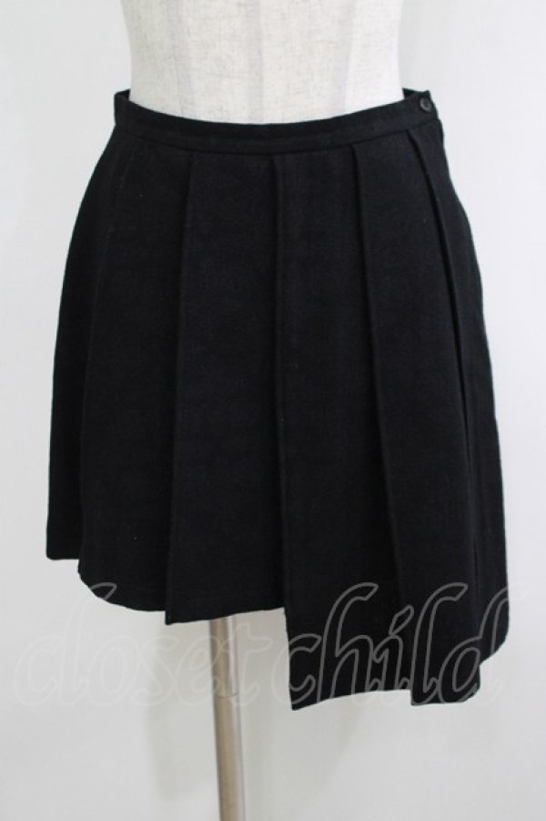 画像1: BPN / ジャガードウールアシメプリーツスカート  黒 H-25-12-11-031-GO-SK-KB-ZH (1)
