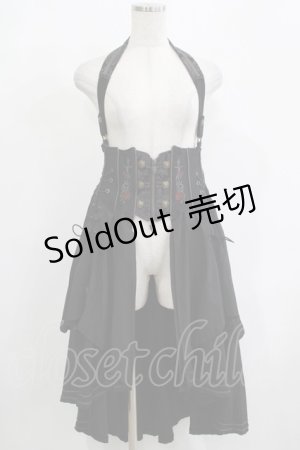 画像: Ozz oneste / ホルター付薔薇刺繍オーバーコルセット  ブラック H-25-12-11-033-OO-SK-KB-ZH