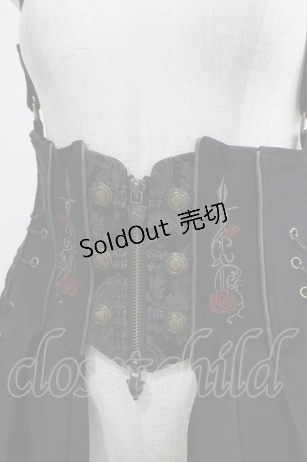 画像5: Ozz oneste / ホルター付薔薇刺繍オーバーコルセット  ブラック H-25-12-11-033-OO-SK-KB-ZH (5)