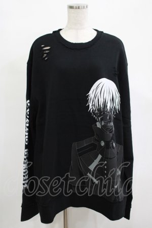 画像: QOOZA / 東京喰種×QOOZA金木研 ダメージスウェット  ブラック H-25-12-11-040-PU-TO-KB-ZH