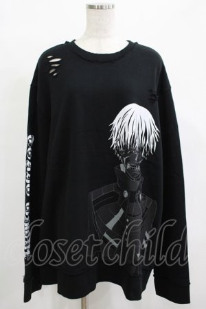 画像: QOOZA / 東京喰種×QOOZA金木研 ダメージスウェット  ブラック H-25-12-11-043-PU-TO-KB-ZH