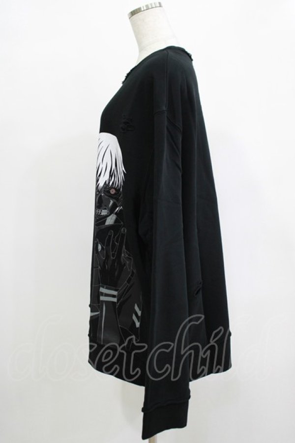 画像2: QOOZA / 東京喰種×QOOZA金木研 ダメージスウェット  ブラック H-25-12-11-043-PU-TO-KB-ZH (2)