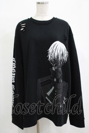 画像: QOOZA / 東京喰種×QOOZA金木研 ダメージスウェット  ブラック H-25-12-11-045-PU-TO-KB-ZH