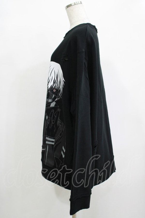 画像2: QOOZA / 東京喰種×QOOZA金木研 ダメージスウェット  ブラック H-25-12-11-045-PU-TO-KB-ZH (2)