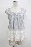 画像1: Ozz oneste / 薔薇刺繍シアーストライプトップス  グレー H-25-12-11-048-OO-TO-KB-ZT368 (1)