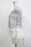 画像2: Ozz oneste / 薔薇刺繍シアーストライプトップス  グレー H-25-12-11-048-OO-TO-KB-ZT368 (2)