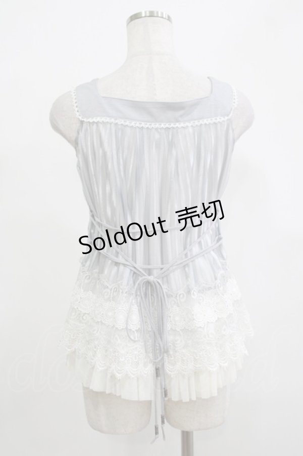 画像3: Ozz oneste / 薔薇刺繍シアーストライプトップス  グレー H-25-12-11-048-OO-TO-KB-ZT368 (3)