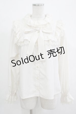 画像: Melody BasKet / フリルレースヨーク切替ブラウス  アイボリー H-25-12-11-050-LO-BL-KB-ZH