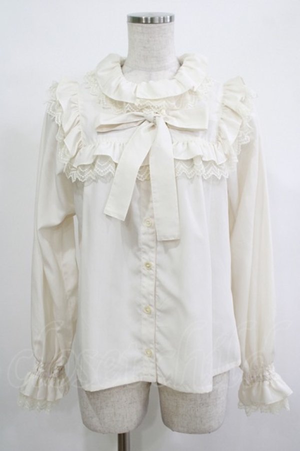 画像1: Melody BasKet / フリルレースヨーク切替ブラウス  アイボリー H-25-12-11-050-LO-BL-KB-ZH (1)