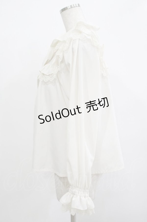 画像2: Melody BasKet / フリルレースヨーク切替ブラウス  アイボリー H-25-12-11-050-LO-BL-KB-ZH (2)