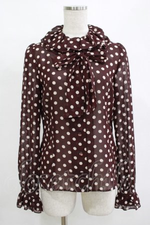 画像: Emily Temple cute / ジョーゼットドットフリルカラーブラウス  ワイン H-25-12-11-051-ET-BL-KB-ZH