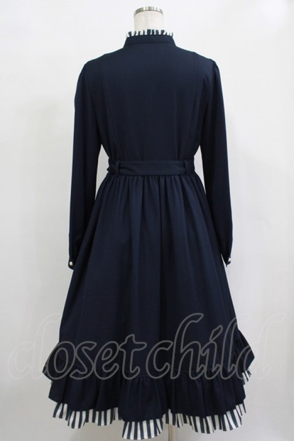 画像3: Melody BasKet / ストライプマドモアゼルドレス L ネイビー H-25-12-11-005-LO-OP-KB-ZH (3)