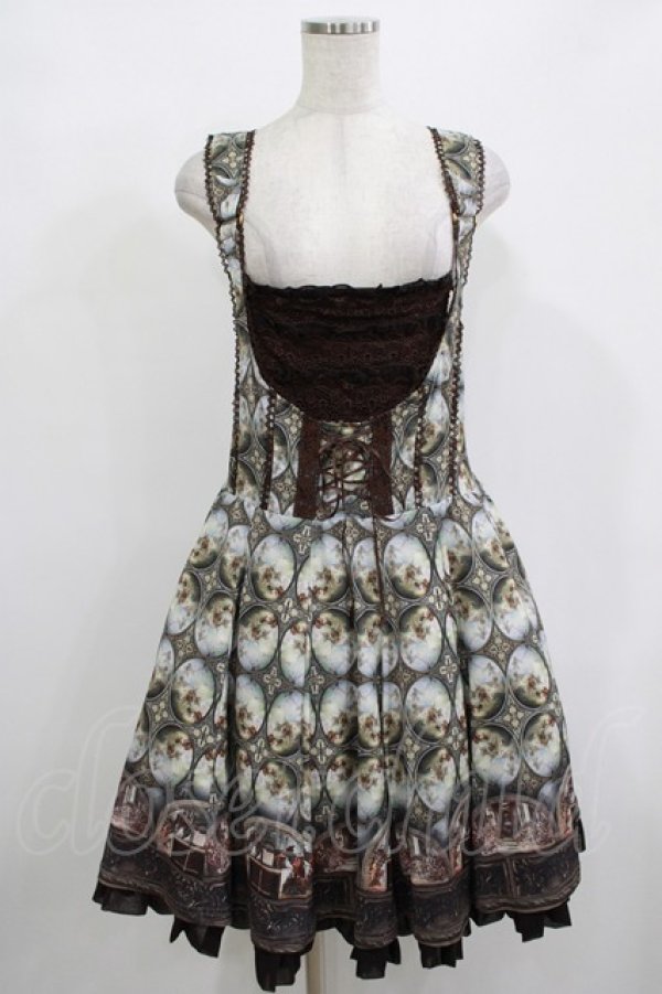 画像1: Ozz oneste / 宗教画プリントジャンパースカート  ブラウン H-25-12-11-008-OO-OP-KB-ZH (1)