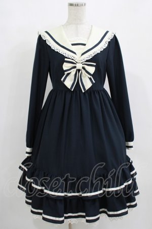画像: Melody BasKet / フリルセーラーワンピース  ネイビー H-25-12-11-002-LO-OP-KB-ZH