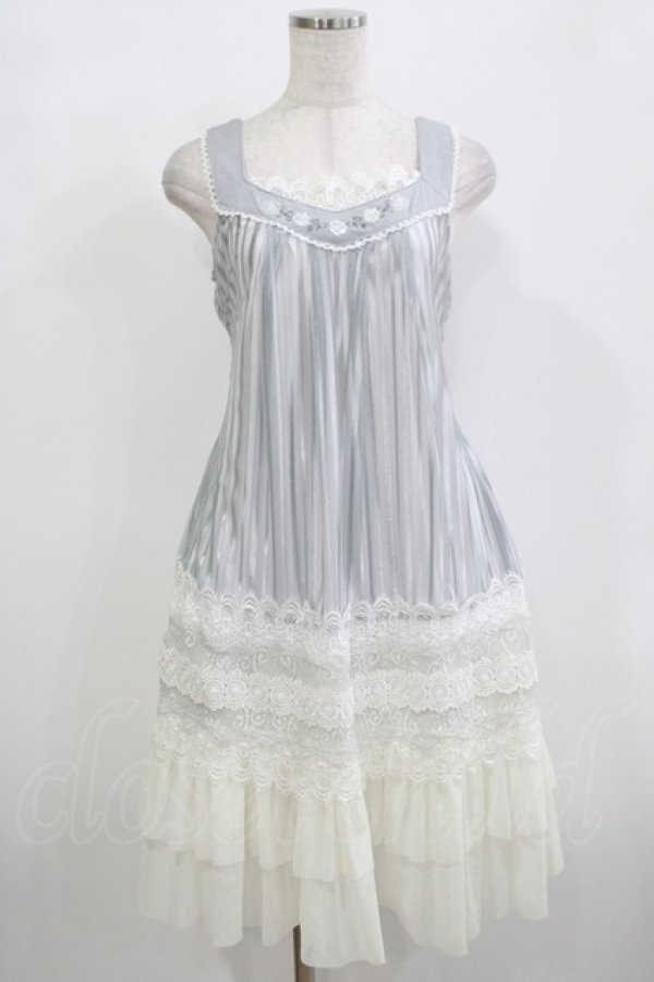 画像1: Ozz oneste / 薔薇刺繍シアーストライプワンピース  グレー H-25-12-11-014-OO-OP-KB-ZH (1)