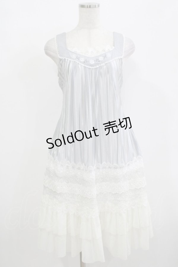 画像1: Ozz oneste / 薔薇刺繍シアーストライプワンピース  グレー H-25-12-11-014-OO-OP-KB-ZT368 (1)