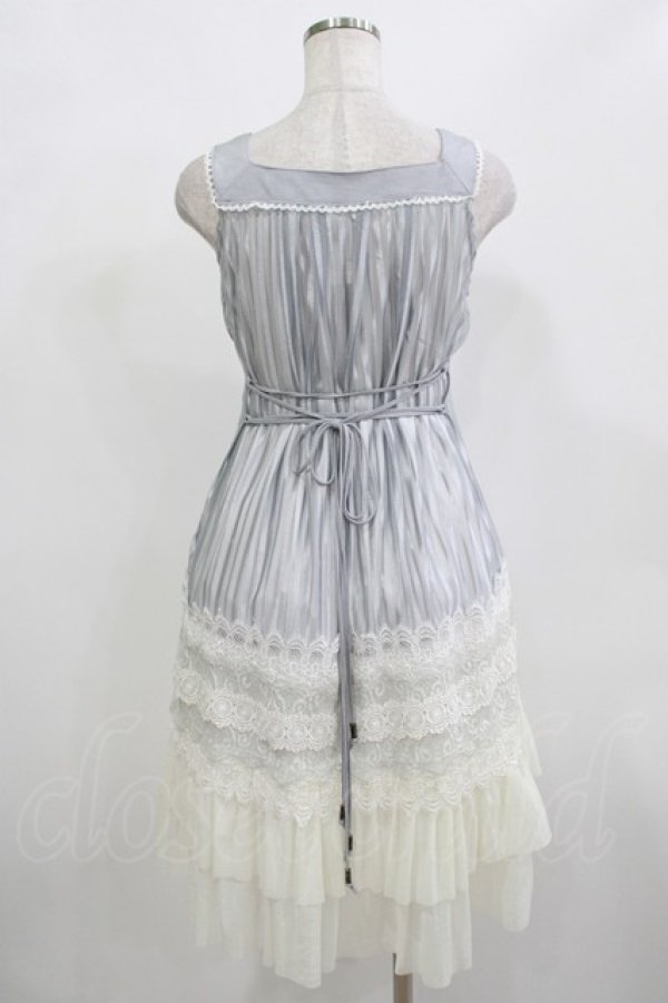 画像3: Ozz oneste / 薔薇刺繍シアーストライプワンピース  グレー H-25-12-11-014-OO-OP-KB-ZH (3)