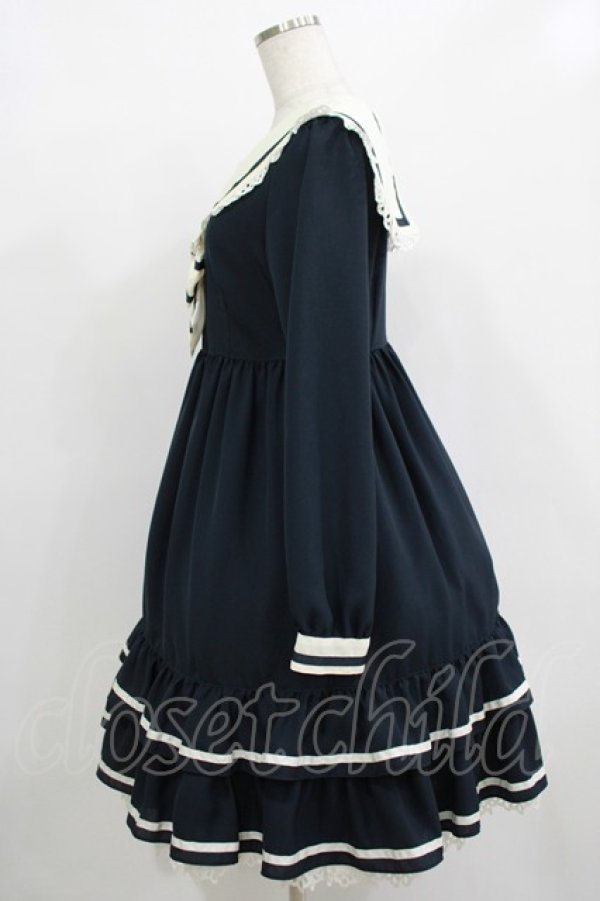 画像2: Melody BasKet / フリルセーラーワンピース  ネイビー H-25-12-11-002-LO-OP-KB-ZH (2)