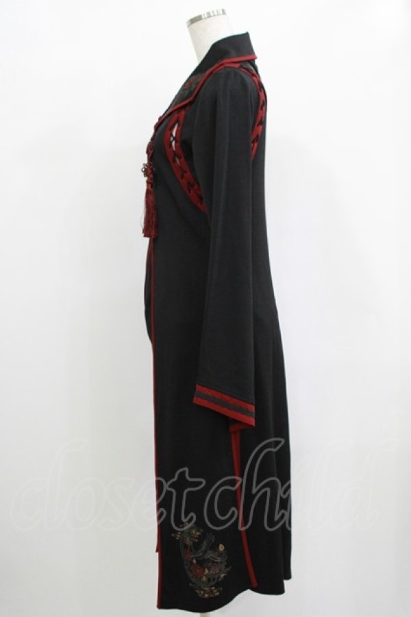 画像2: Ozz oneste / レイヤード風ロングカーディガン  黒×赤 H-25-12-11-016-OO-TO-KB-ZH (2)