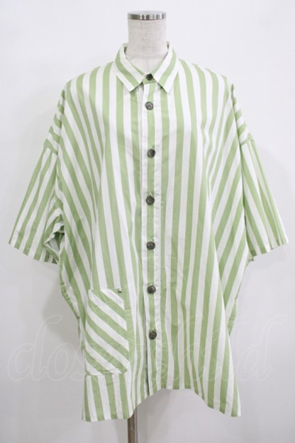 画像1: MILKBOY / STRIPE SHIRT  グリーン H-25-12-11-020-MB-BL-KB-ZH (1)