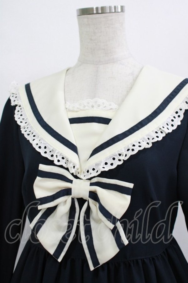 画像4: Melody BasKet / フリルセーラーワンピース  ネイビー H-25-12-11-002-LO-OP-KB-ZH (4)