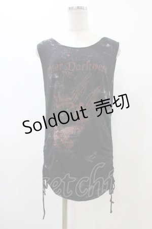 画像: DARK RED  RUM / サイドギャザータンク  ブラック H-25-12-12-035-HN-TO-KB-ZT019