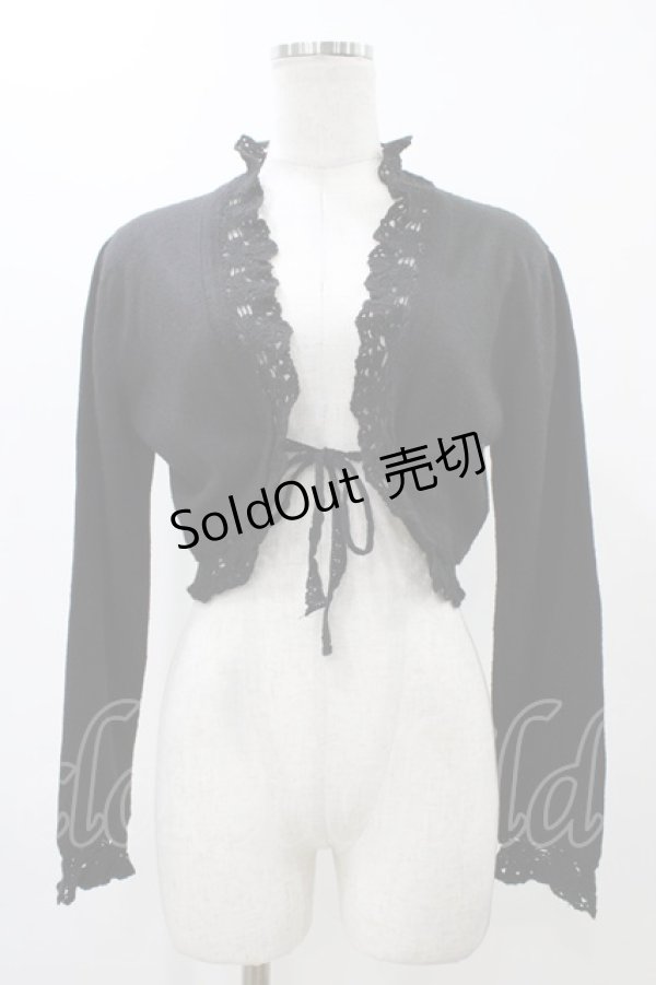 h.naoto Blood / エンブレム刺繍ニットボレロ ブラック H-25-12-12-037