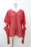 画像1: Candy Stripper / CUT OFF SLEEVE MESH トップス  レッド H-25-12-12-048-PU-TO-KB-ZT465 (1)