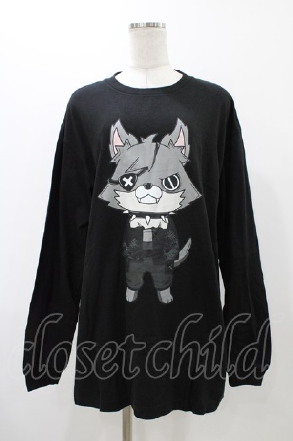 画像1: NieR CLOTHING / プリントLONG CUTSEW XL ブラック/がおまる H-25-12-12-050-PU-TO-KB-ZH (1)