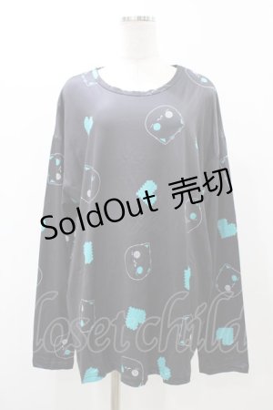 画像: NieR Clothing / プリントLONG CUTSEW  ブラック H-25-12-12-055-PU-TO-KB-ZH