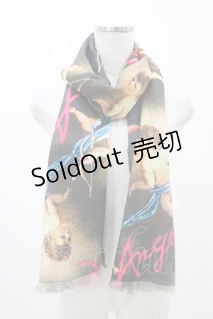 画像: MILK / Angelストール  ブラックベース H-25-12-12-007-ML-ZA-KB-ZH