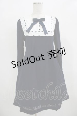画像: Amavel / メッセージ刺繍ヨーク切替ワンピース Free ネイビー H-25-12-12-1031-CA-OP-NS-ZH